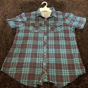 Plaid button down top